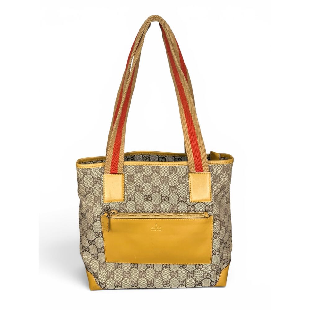 Vintage Gucci GG Canvas Sherry Line Tote Bag Yellow 019-0402 Tom Ford Era - Picture 8 of 16